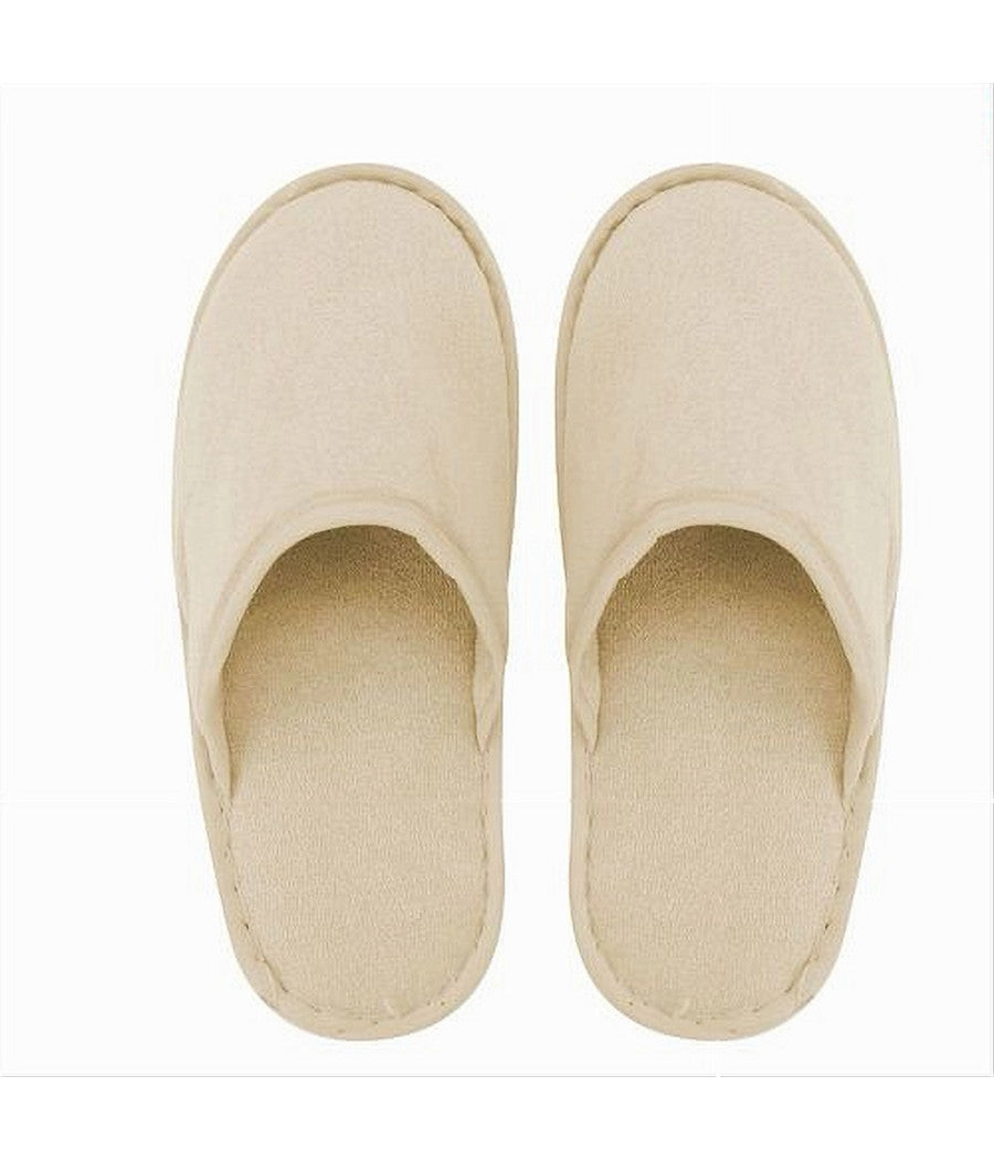 Coppia Pantofole Ciabatte Bagno Chiuse Tessuto Beige Taglia 35-40 Stanza 79687         