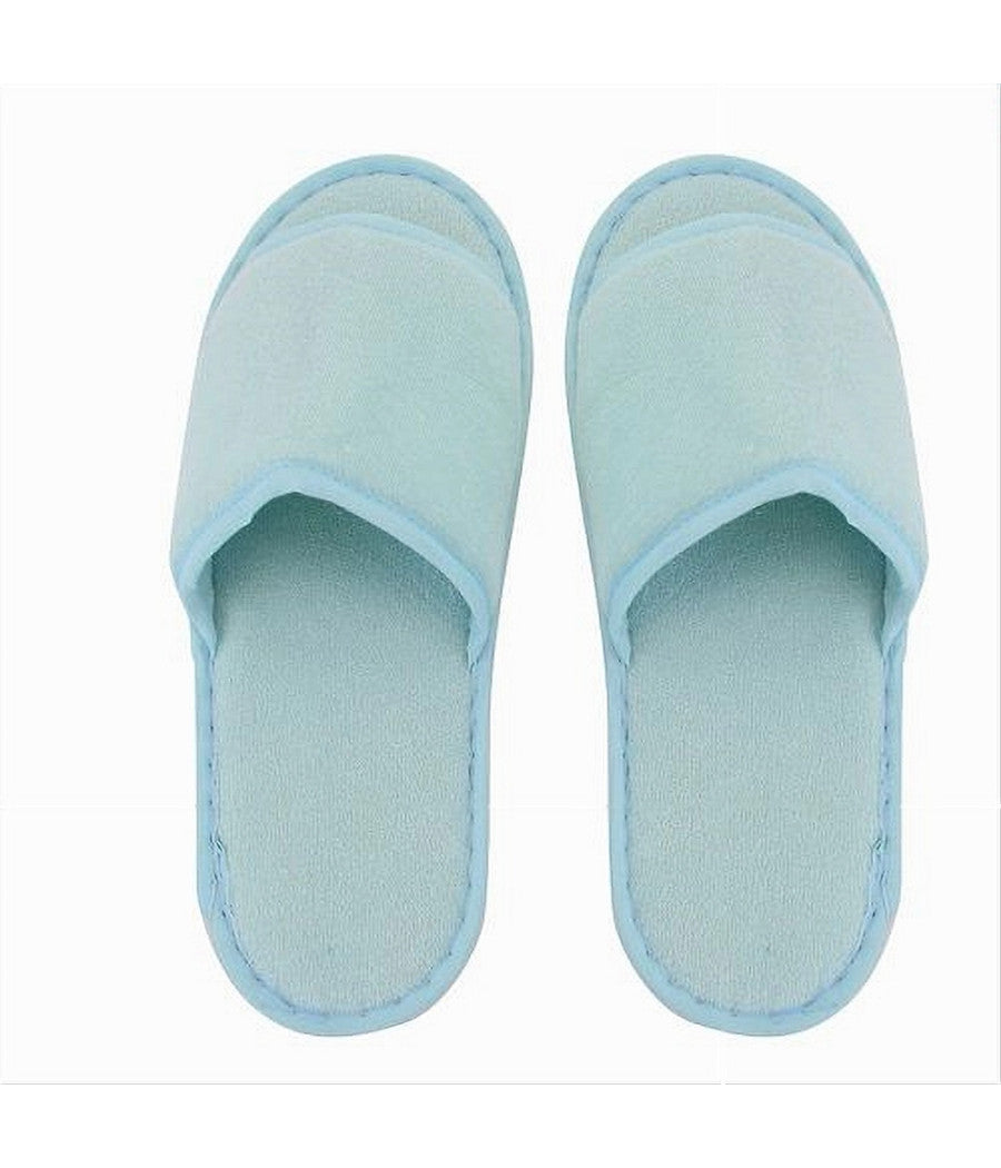 Coppia Pantofole Ciabatte Bagno Tessuto Azzurro Taglia 39-45 Stanza Hotel 79682         