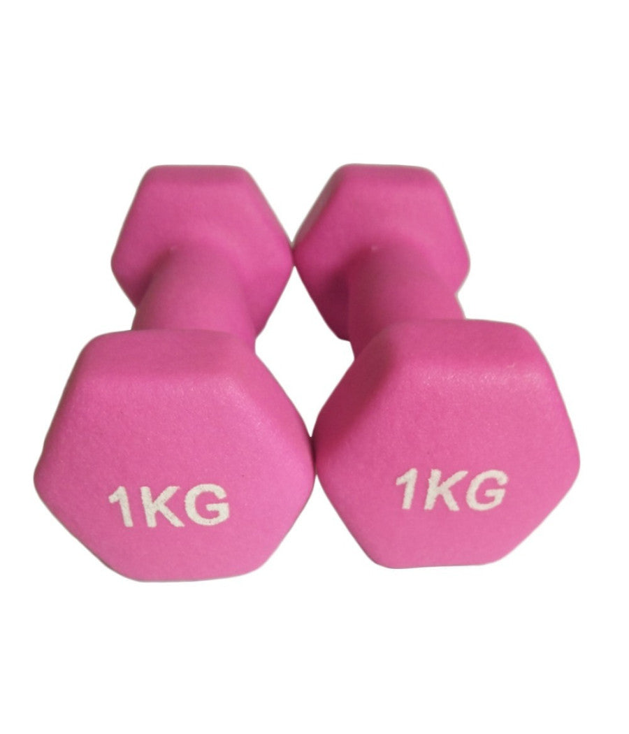 Coppia Pesi Manubri Manubrio Palestra 1+1kg Fitness Bilancieri Esercizi Cuore         