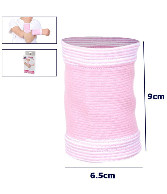 Coppia Polsiera Elastiche Supporto Per Polso Bambine Anallergico Protezione Rosa         