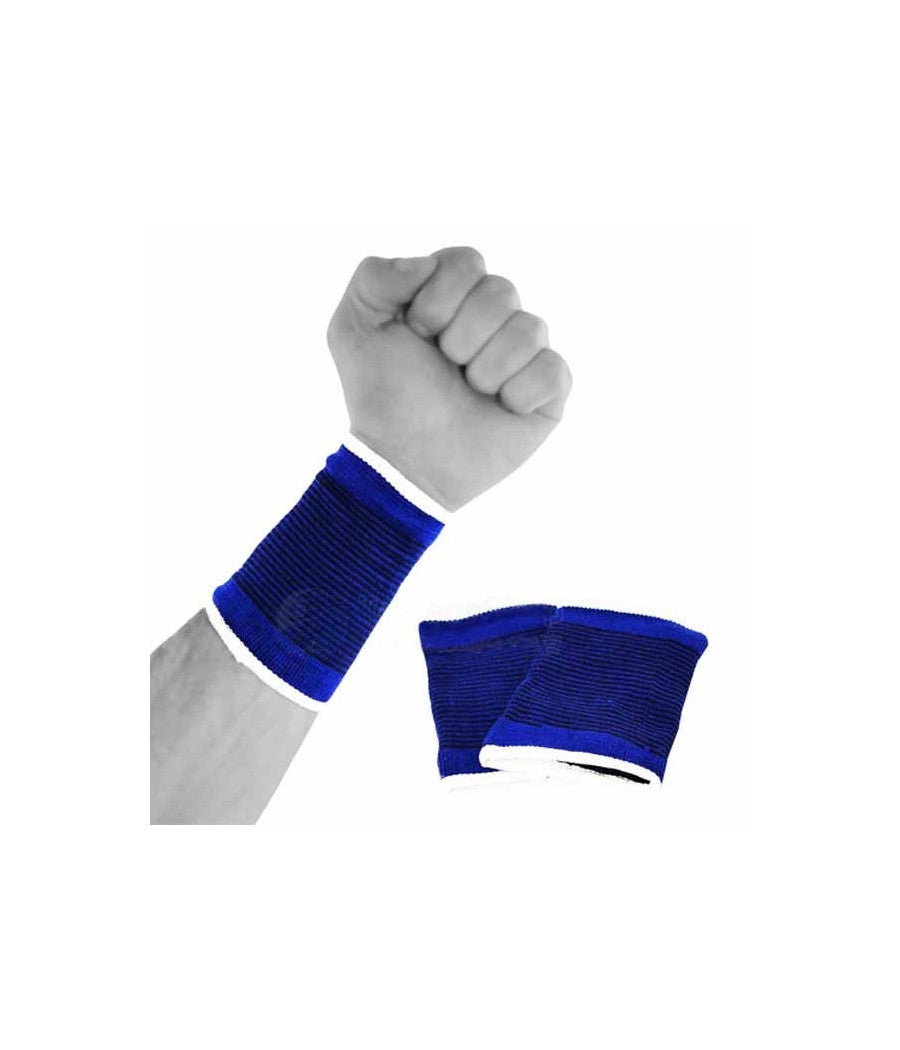 Coppia Polsiera Elastiche Supporto Per Polso Elastico Anallergico Protezione Blu         