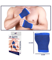 Coppia Polsiera Fascia Elastica Supporto Per Polso Anallergico Protezione Blu         