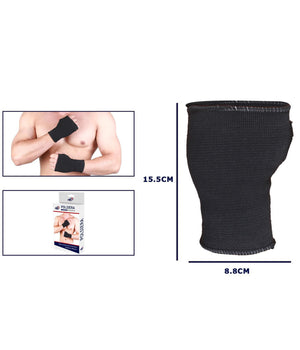 Coppia Polsiera Fascia Elastica Supporto Per Polso Anallergico Protezione Nero         