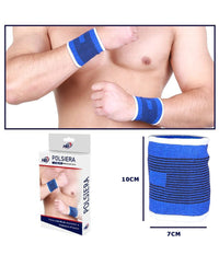 Coppia Polsini Elastici Per Polso Fitness Sport Anallergico Protezione Blu         