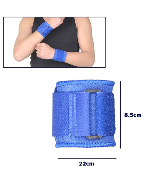 Coppia Polsini Stringenti Supporto Tutore Per Polso Sport Protezione Pesi Blu         