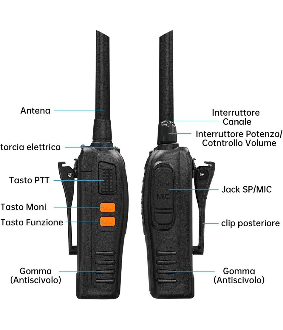 Coppia Ricetrasmittente Walkie Talkie Portatile 16 Canali 3.7 V 400 - 470 Mhz         