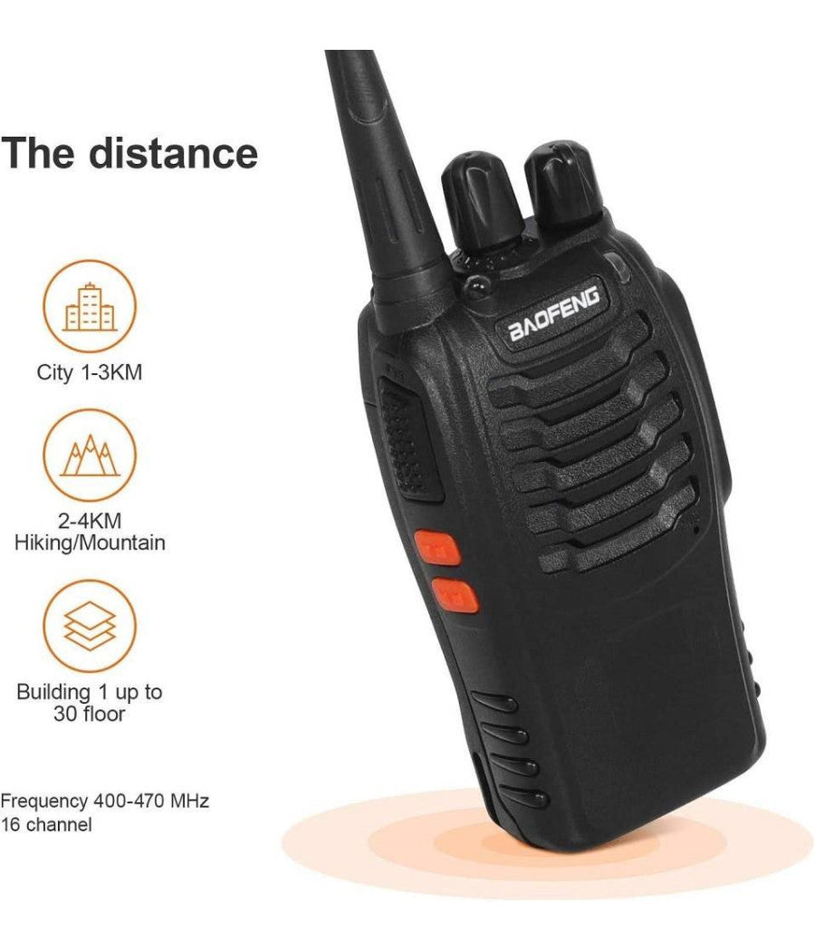 Coppia Ricetrasmittente Walkie Talkie Portatile 16 Canali 3.7 V 400 - 470 Mhz         