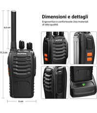 Coppia Ricetrasmittente Walkie Talkie Portatile 16 Canali 3.7 V 400 - 470 Mhz         