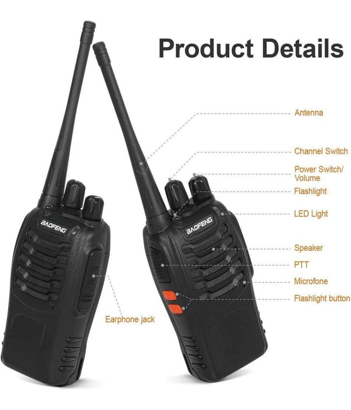 Coppia Ricetrasmittente Walkie Talkie Portatile 16 Canali 3.7 V 400 - 470 Mhz         