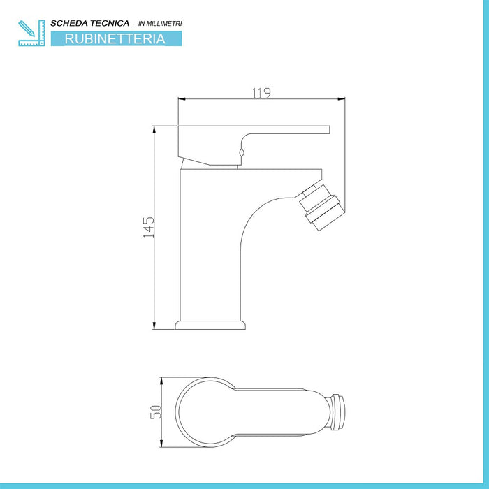 Coppia rubinetti bagno lavabo e bidet nero opaco serie Paco 