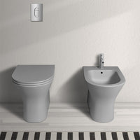 Sanitari filo parete Feeling rimfree in grigio opaco con copriwc softclose