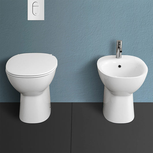 Coppia Sanitari tradizionali serie Morning con WC rimless, bidet e copriwc