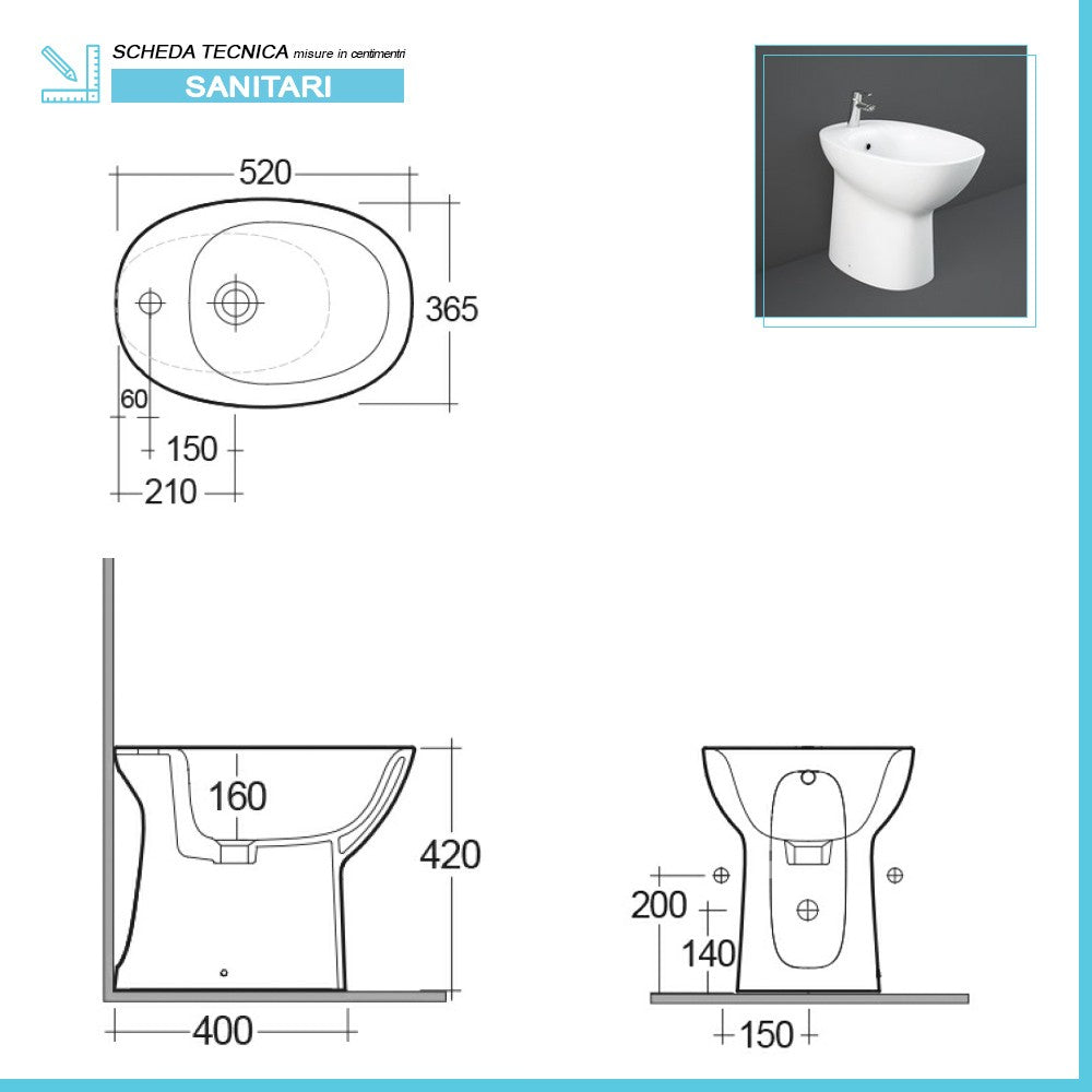 Coppia Sanitari tradizionali serie Morning con WC rimless, bidet e copriwc