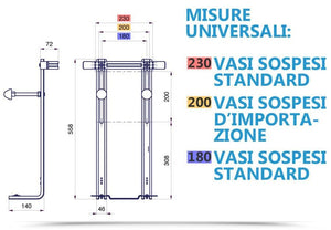 Coppia staffe per wc e bidet sospesi in acciaio portata 400 kg universale