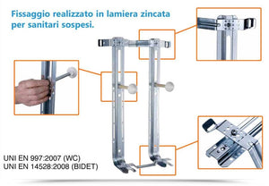 Coppia staffe per wc e bidet sospesi in acciaio portata 400 kg universale