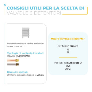 Coppia valvola e detentore con testa termostatica e raccordo rame 12