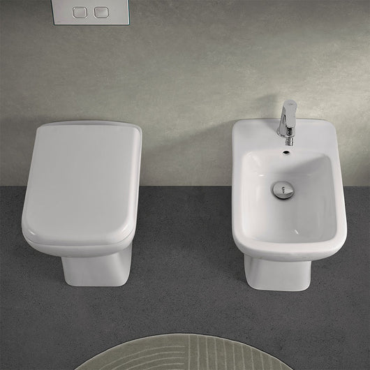 Coppia wc e bidet con scarico a parete e copriwc originale Ginevra 