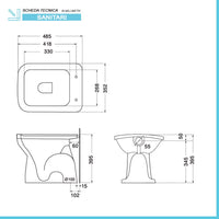 Coppia wc e bidet con scarico a pavimento e copriwc originale Ginevra 