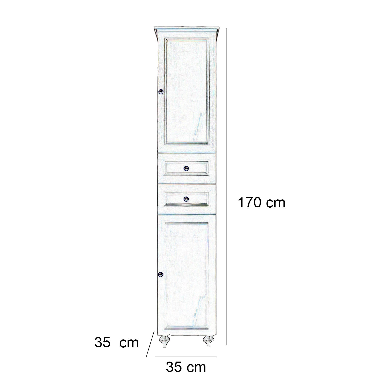 Composizione bagno top in marmo doppia vasca e 2 colonne - 160 cm