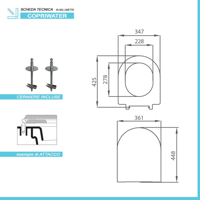 Copri wc compatibile serie Resort di Rak bianco modello avvolgente