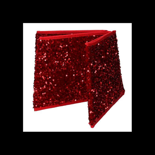 Copribase albero tessuto pieghevole rosso double face esagonale glitter cmø68h25