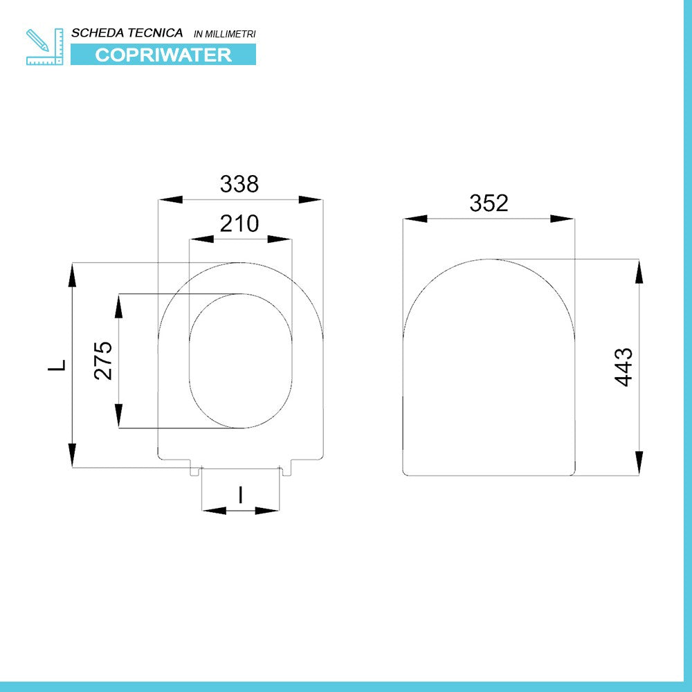 Copriwater compatibile Vitra serie Zentrum in termoindurente bianco