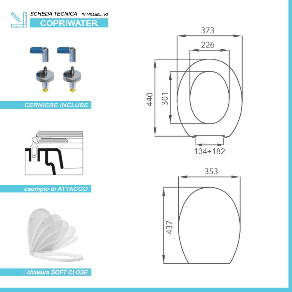 Copriwater dedicato Hatria serie Erika Pro con chiusura soft close e sgancio rapido