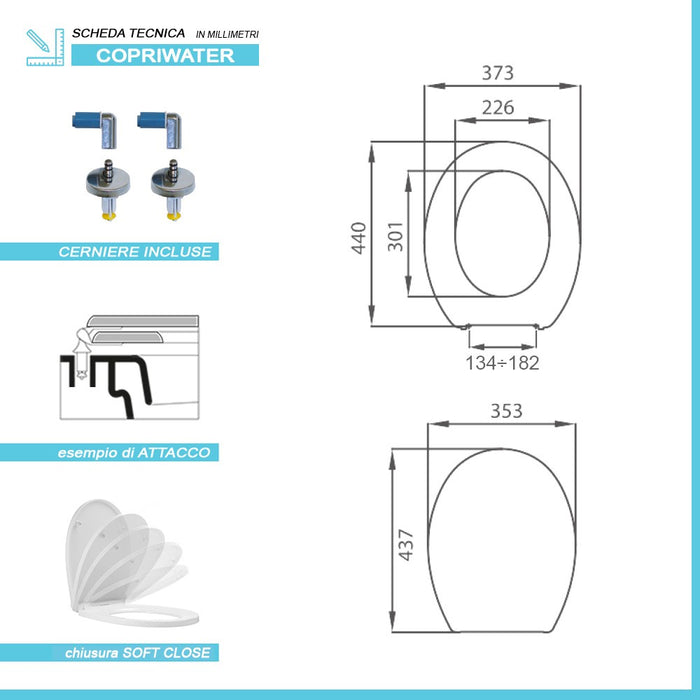 Copriwater dedicato Hatria serie Erika Pro con chiusura soft close e sgancio rapido