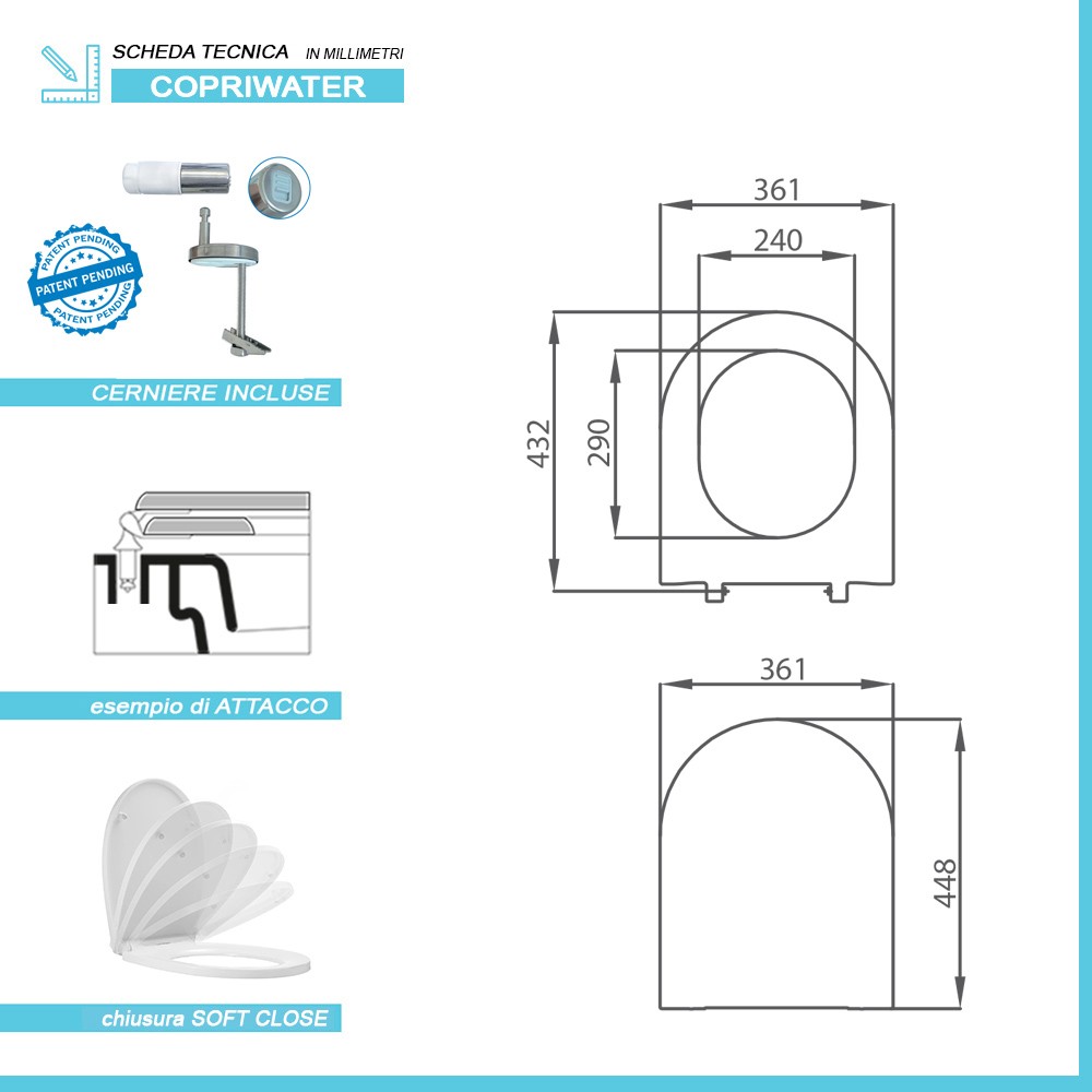 Copriwater slim softclose compatibile Vitra Integra round termoindurente bianco