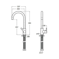 Rubinetto Cucina Miscelatore Monocomando Lavello Canna Tonda in Ottone Granito Plus Croma