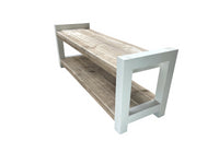 Panca da giardino in legno Londra dimensioni 120Lx40Hx38P cm con gambe Colore Bianco con cuscino incluso  