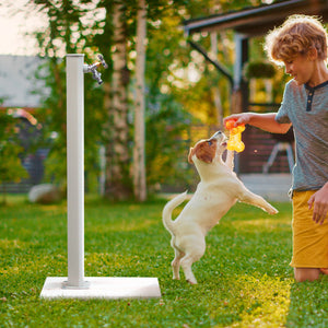 Fontana da Giardino con Rubinetto in Acciaio e Alluminio Cork Bianco Grigiastro