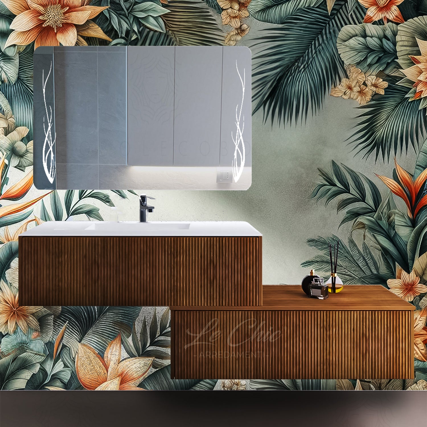 Mobile bagno moderno Jungle lavabo incasso - 120 cm