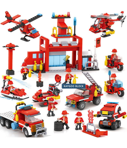 Costruzioni Per Bambini Blocks Firefighters Pompieri Diy 8 Set Assortiti         