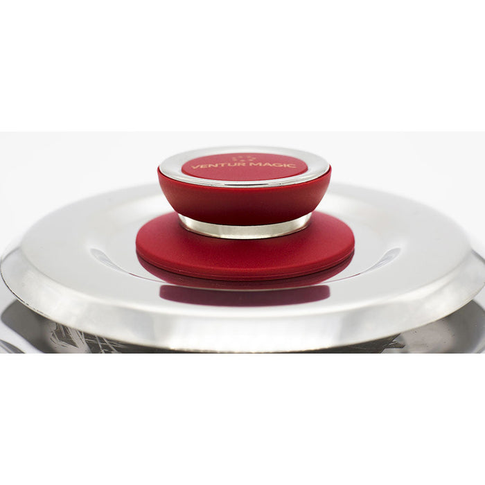 Coperchio Magico Antiodore ⌀27 cm Ventur Magic in Acciaio Inox Pomolo in Bachelite Cooker Rosso