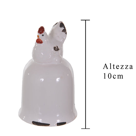 Set 9 Campana in Ceramica con Gallina H 10 cm