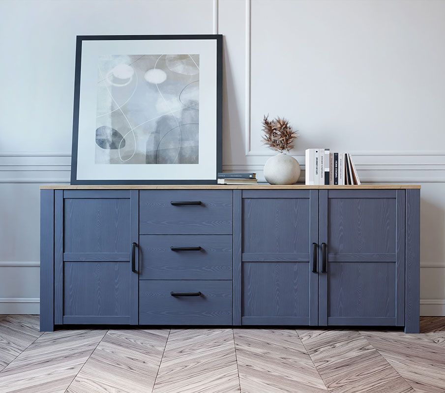 Credenza 3 ante e 3 cassetti, finitura Rovere riviera e Rovere navy ZFTBHLK241R-M348