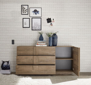 Credenza 3 cassetti e un'anta, finitura Mercure, ZLCJPTMAD3C1A