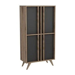 Credenza alta 4 ante Rilla 72x139 colore antracite noce