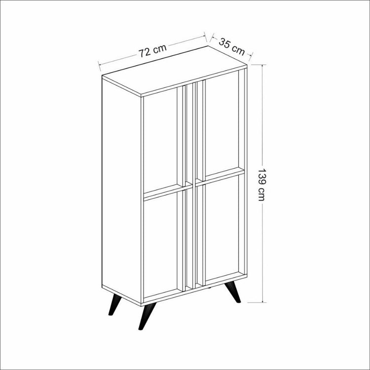 Credenza alta 4 ante Rilla 72x139 colore antracite noce