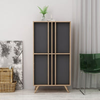 Credenza alta 4 ante Rilla 72x139 colore antracite noce