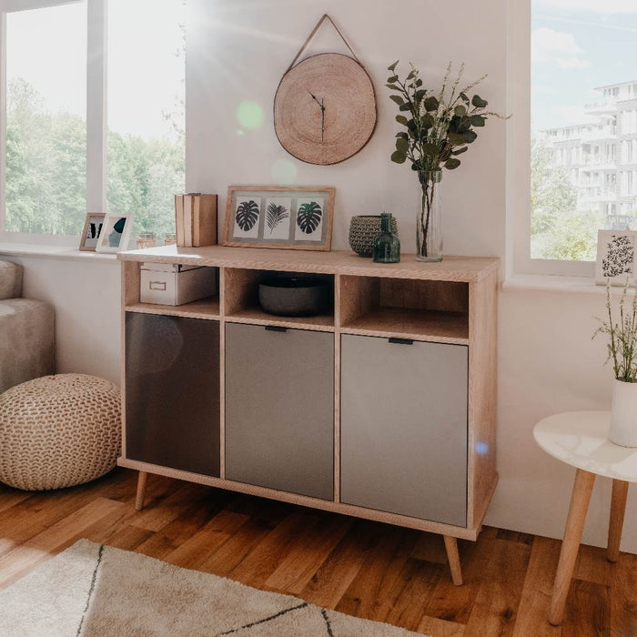 Credenza Epik 51 con 3 ante 120x40x88,3 colore rovere antracite grigio