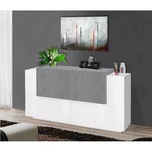 Credenza New Coro 160 – 4 ante – Bianco Lucido/Ardesia