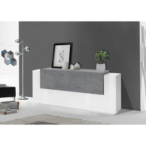 Credenza New Coro 200 – 7 ante – Bianco Lucido/Ardesia