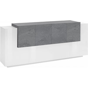 Credenza New Coro 200 – 7 ante – Bianco Lucido/Ardesia