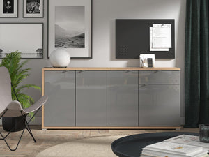 Credenza per soggiorno moderna, finitura Grigio grafite e Rovere ZFM64411011