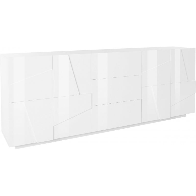 Credenza Ping 220 4 Ante/3 Cassetti Colore Bianco Lucido