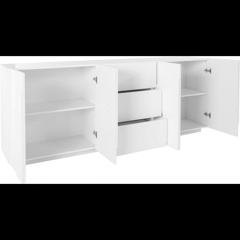 Credenza Ping 220 4 Ante/3 Cassetti Colore Bianco Lucido