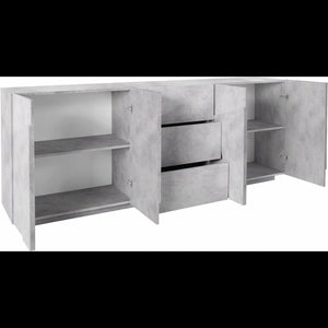 Credenza Ping 220 4 Ante/3 Cassetti Cemento Bronx