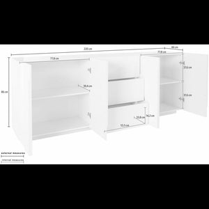 Credenza Ping 220 4 Ante/3 Cassetti Cemento Bronx